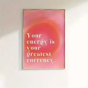 1 vibrant gradient halo canvas poster - Inspiration energy quotation for wall decoration -2D flat printing frameless artwork for bedroom, office, living room, and dormitory decoration