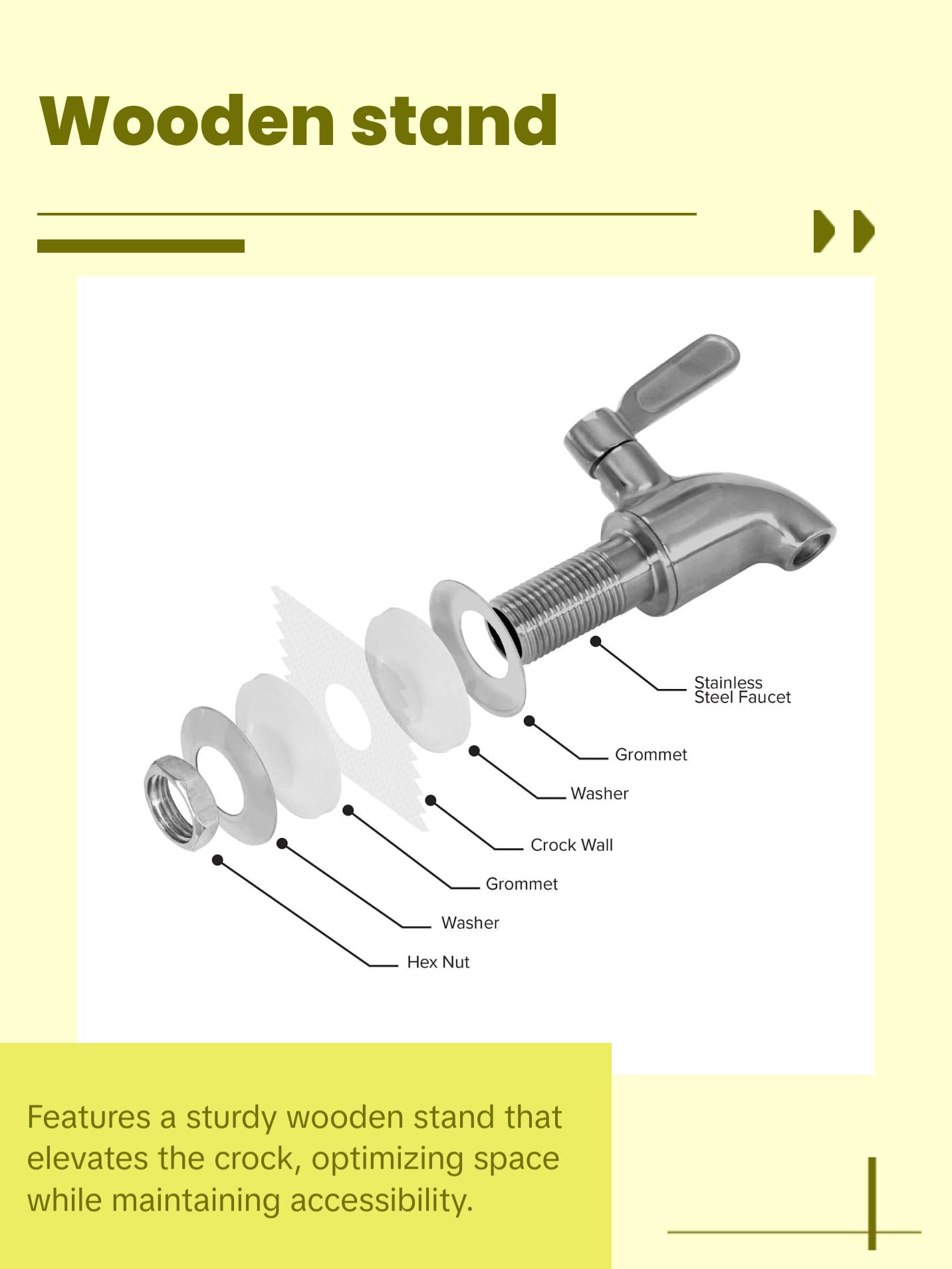 GEO Porcelain Ceramic Crock Water Dispenser w/ Stand – White