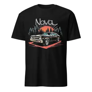 1972 Chevy Nova Retro Sunset Short-Sleeve Classic Car Graphic T-Shirt - Menswear Soft Cotton Top Streetwear