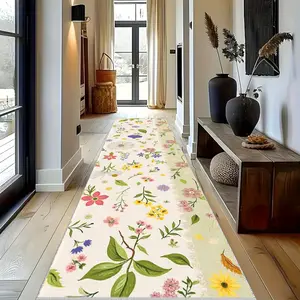 1pc Faux Wool Floral Patchwork Anti-Slip Bedside Rug, Modern Runner Rug, Decorative Rugs, Suitable for Bedroom, Kitchen, Hallway, Modern Home Decor