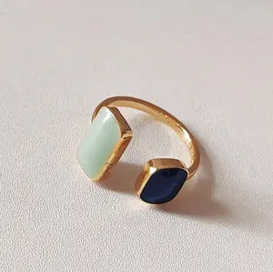 Geometric Square Signet Ring - Avant Garde Blue Cocktail Ring - Unisex