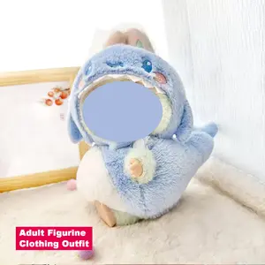 Cute Blue Shark Whale Plush Outfit Set, sutiable Labubu Clothes Set, 17cm Doll Outfit, Fashion Accessories for The Monsters, Collectible Doll Clothing, Labubu Fashion Outfit Set, Cute Miniature Costume for The Monsters Vinyl Figure