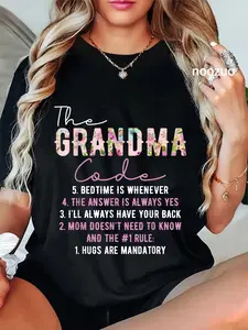 100% Cotton The Grandma Code Funny Grandma Grandmother Rules T-Shirt