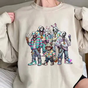 Easter Horror Crew Shirt, Happy Easter Horror Sweatshirt, Horror Characters Easter Hoodie, Unisex Sweater Pullover Tee