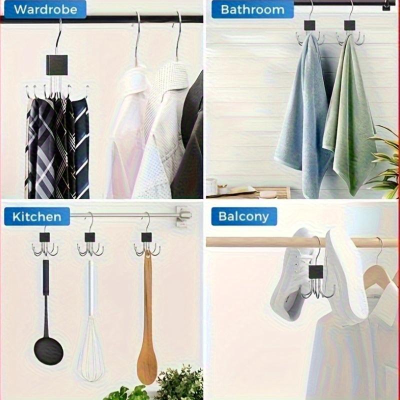 2 pieces of six claw rotating multifunctional hooks: clothes, hats, scarves, wardrobe storage hooks - door hooks - bag hooks - wooden polished surface hooks