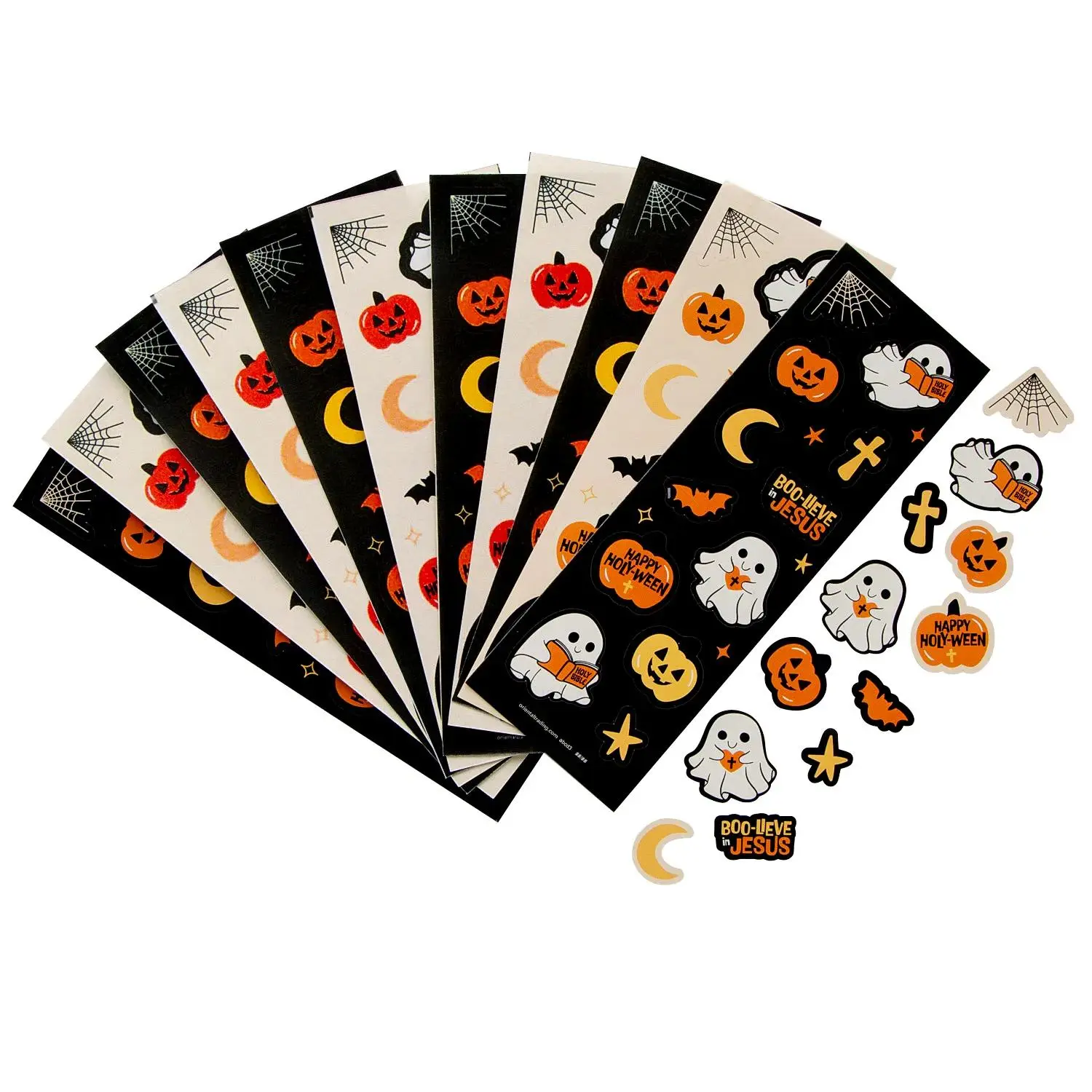 Oriental Trading Religious Happy Holy-Ween Sticker Sheets – 2" x 6", 24 Pieces