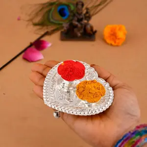Sacred Silver-Plated Haldi Kumkum Holder | Decorative Stand for Diwali, Wedding, Festivals | Thoughtful Gift | Return Gifts
