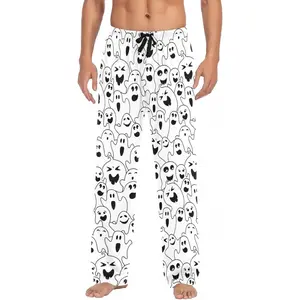 Men's Halloween Ghosts Pajama Pants Cotton Soft Comfy Straight-Fit Lightweight Pj Bottoms