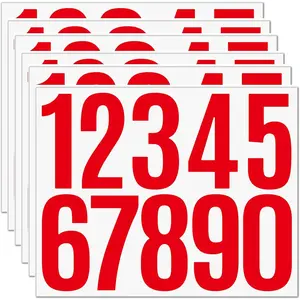 Red Mailbox Numbers Stickers,60 PCS Self Adhesive Vinyl  Number Stickers,6 Sheets Large 3 Inch 0-9 House Numbers,for Mailbox,Signs, Door, ,Garbage Bins,Address Number