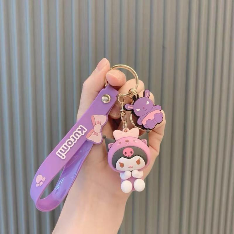 Sanrio Brand Animal Collection HelloKitty Kuromi Melody Cinnamon Dog Pompomin Mini Keychain Pendant - Cute and Collectible Design