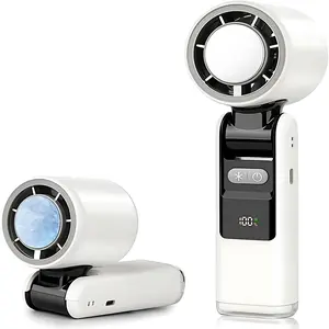 Portable handheld fan with ice cooling, adjustable turbo fan with 100 speed settings, foldable mini fan with LED digital display, 4000 mAh USB rechargeable personal fan for travel, outdoor activities, home, and office