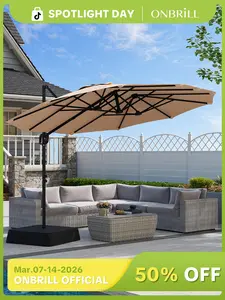 【Adjustable Tilt & Double-Sided】ONBRILL 13/10FT Cantilever Patio Umbrella with Base Included, Heavy Duty Large Outdoor Umbrella Offset for Pool, Patio, Backyard,Outdoor Furniture,Garden Furniture,Summer,Mother's Day Gift