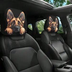 2-Pack Cute Animal Print Car Headrest Covers, All Season Universal Elastic Car Neck Pillows, Easy Install Gothic Street Style Car Interior Accessories