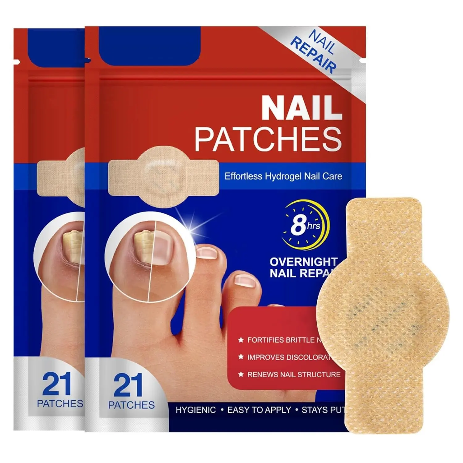 Easy-Apply Nail Care Patches 8-Hour Hydrating Stickers for Smoother Healthier Nails 21pcs Overnight Repair for Damaged Discolored Toenails - Manicure, Acne