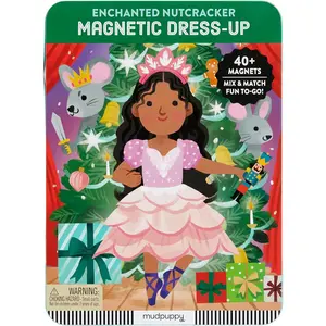 Enchanted Nutcracker Magnetic Dress Up Game with Illustrated Christmas Scenes Including 2 Ballerina Characters and Over 40 Mix and Match Magnets Perfect for Holiday Travel