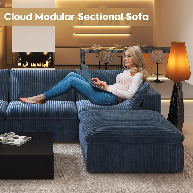 ARCH 78.74" L Shaped Modern Sofa Modular Sectional Cloud Couch with Ottoman,Upholstered Couches with Plush Corduroy Fabric for Living Room Furniture,Bedroom and Apartment,No Assembly Required,Blue ARCH 78.74" L Shaped Modern Sofa Modular Sectional Cloud Couch with Ottoman,Upholstered Couches with Plush Corduroy Fabric for Living Room Furniture,Bedroom and Apartment,No Assembly Required,Blue