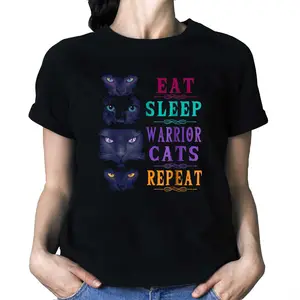 Eat Sleep Warrior Cats Repeat T-shirt in Black - Top, Menswear