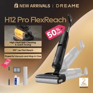 DREAME H12 Pro FlexReach Vacuum Mop, Wet Dry Vacuum Cleaner, 0 Tangle Cordless Vacuum Mop All-in-One for Hard Floors, 180° Lie-Flat Floor Cleaner Machine with 194°F Hot Self-Cleaning, 50Mins Runtime