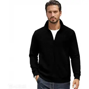 Mens Full Zip Up Mock Neck Quilted Jacket Lightweight Casual Sweatshirt with Pocket