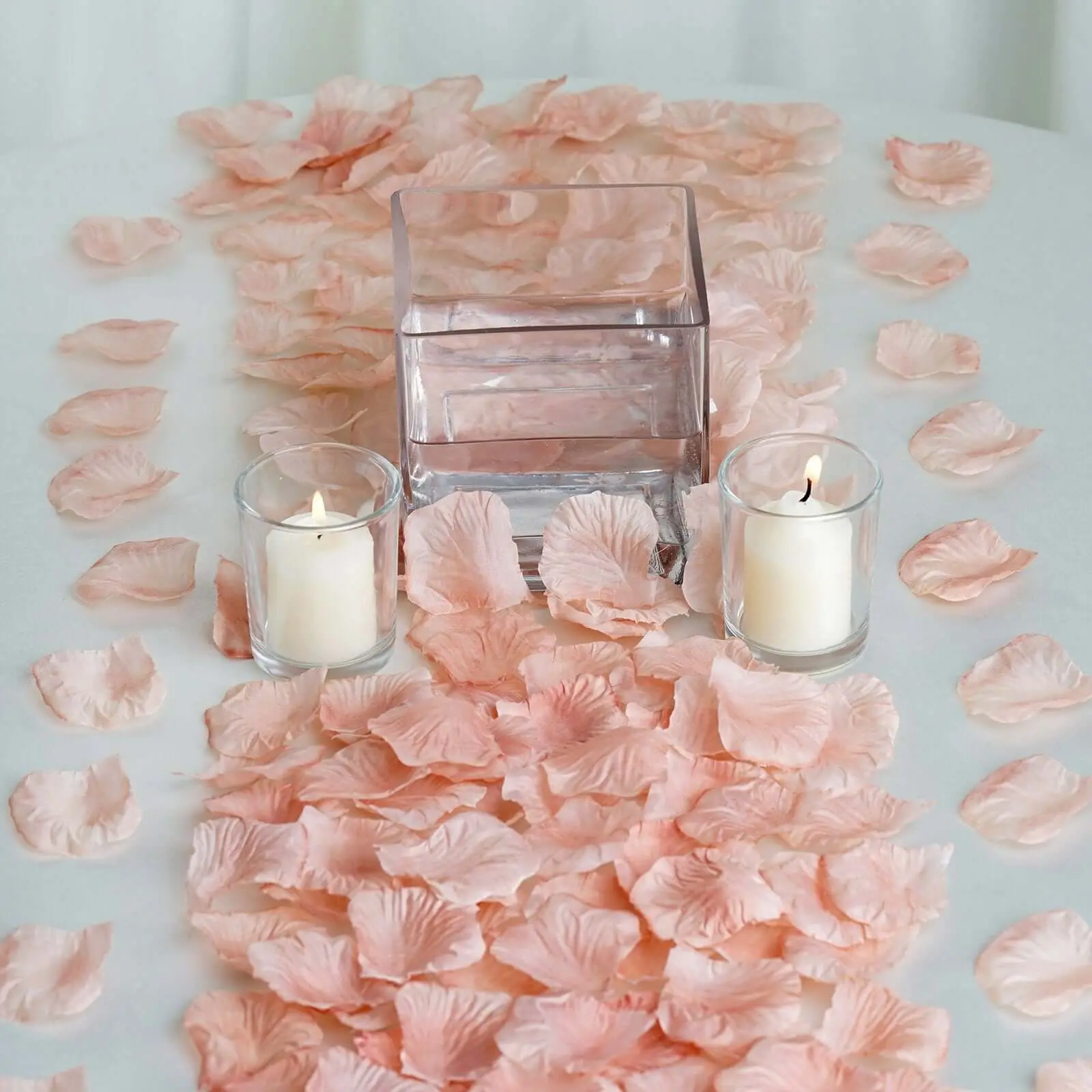 Dusty Rose Silk Rose Petals - 500-Pack Round Design Confetti Ornaments for Wedding Tables, Floors, Home Decor, Silk Flowers