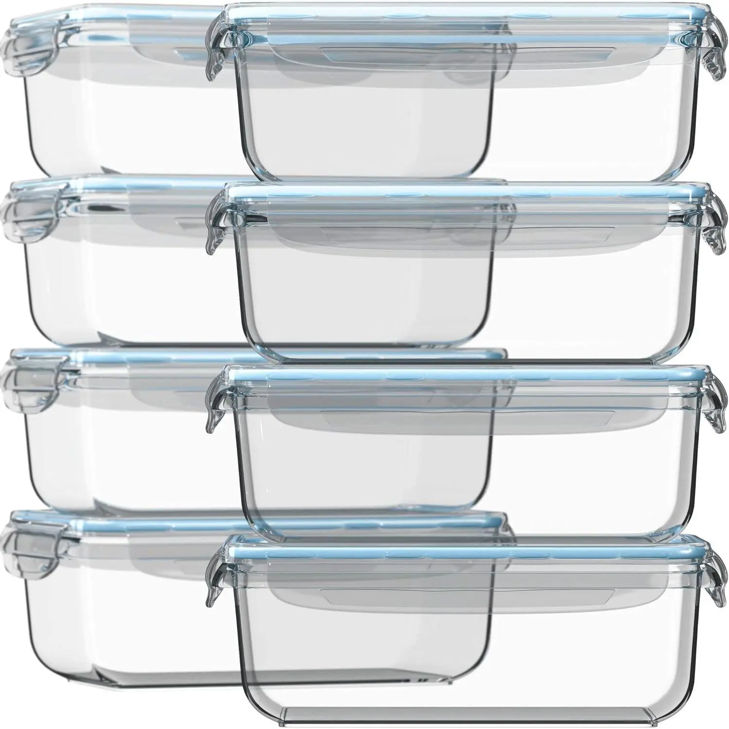 Kitchen 16-Piece (Set of 8) 30 Oz Glass Meal Prep Containers with Airtight Lids, Reusable Leak-Proof BPA-Free Food Storage Containers, Freezer-to-Oven & Dishwasher Safe