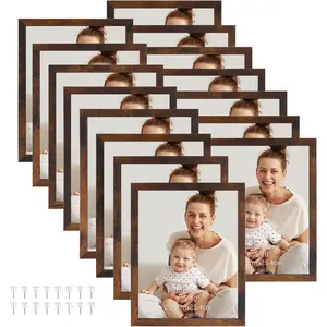 8x10 Picture Frame Set of 15, Rustic Brown  Photo Frame 8 by 10 for Wall or Tabletop Display