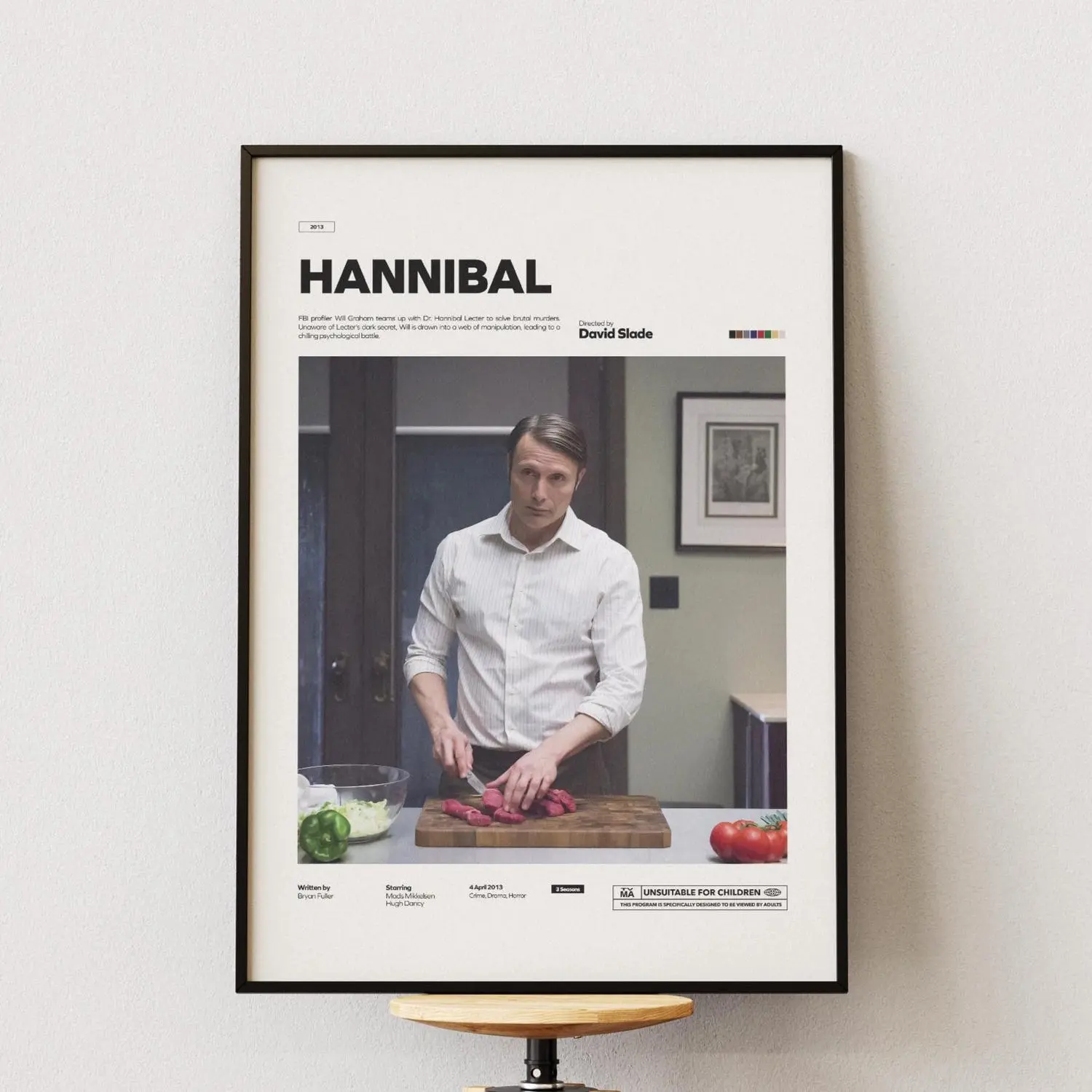 Hannibal Poster, Mads Mikkelsen Poster, TV Series Hannibal Lecter Print, Horror Movie Poster, Movie Wall Art, Cinematic Room Decor
