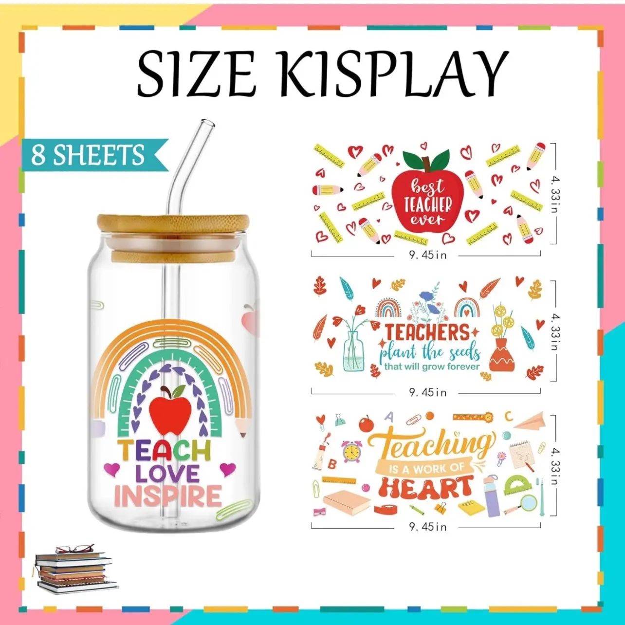 Custom 16oz Teacher Glass Cups for Drinking - Perfect Drinkware