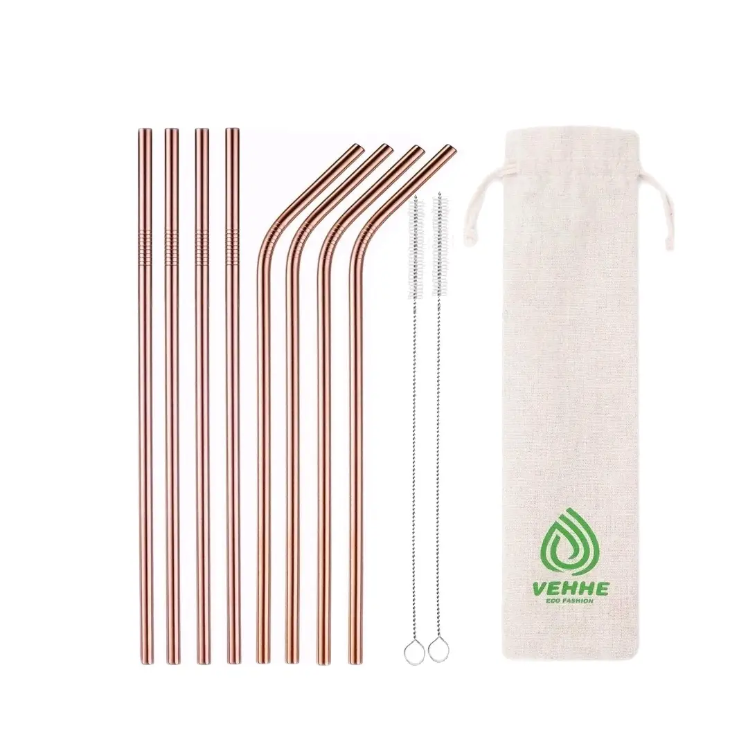 Metal straws gold color