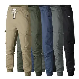 Men's Casual Cargo Pants Multi-color Elastic Cuff Drawstring Waist Work Pants#SummerVibes