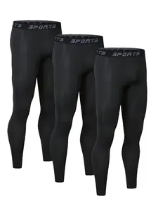 3 Pack Men's Compression Pants, Running Basketball Tights, Quick Dry Gym Base Layer Bottom Workout Pants, Firm Compression Legging