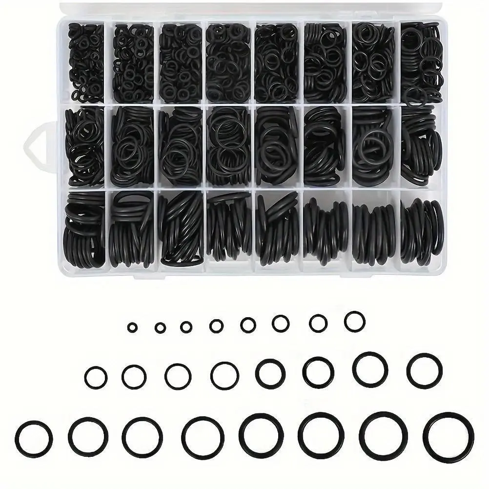 1200 Piece Nbr O-Ring Set, Multi-Size Rubber Seals for Car, Pipes, Mechanical Repair, Durable Industrial Gaskets