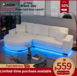 [3 packages shipped] [Two pillows included] Niccae's stylish, foam-filled sofa bed with a light strip is stylish and stylish | Modern convertible sofa | Adjustable living room recliner | Durable hardwood frame for comfortable furniture