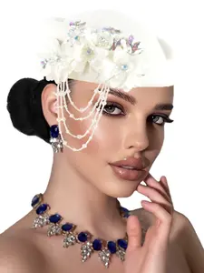New Vintage British Beret Hat for Women, Elegant Rhinestone Fringe Bridal Accessory, Multi-Color Choice, Perfect for Parties and Travel