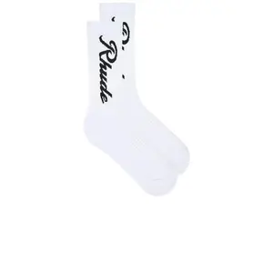 Rhude Destinado Script Socks in White & Black