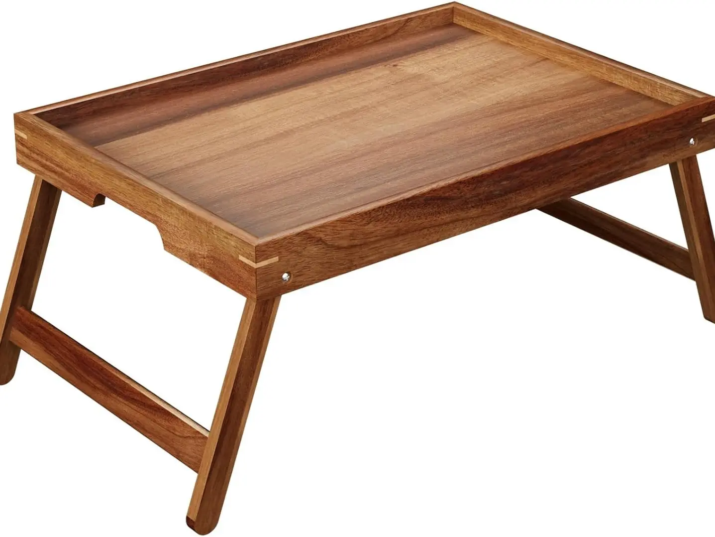 Wood Bed Tray Table with Folding Legs,Breakfast Trays with Built-in Handles,Serving Tray for Food and Snack,Laptop Trays for Working