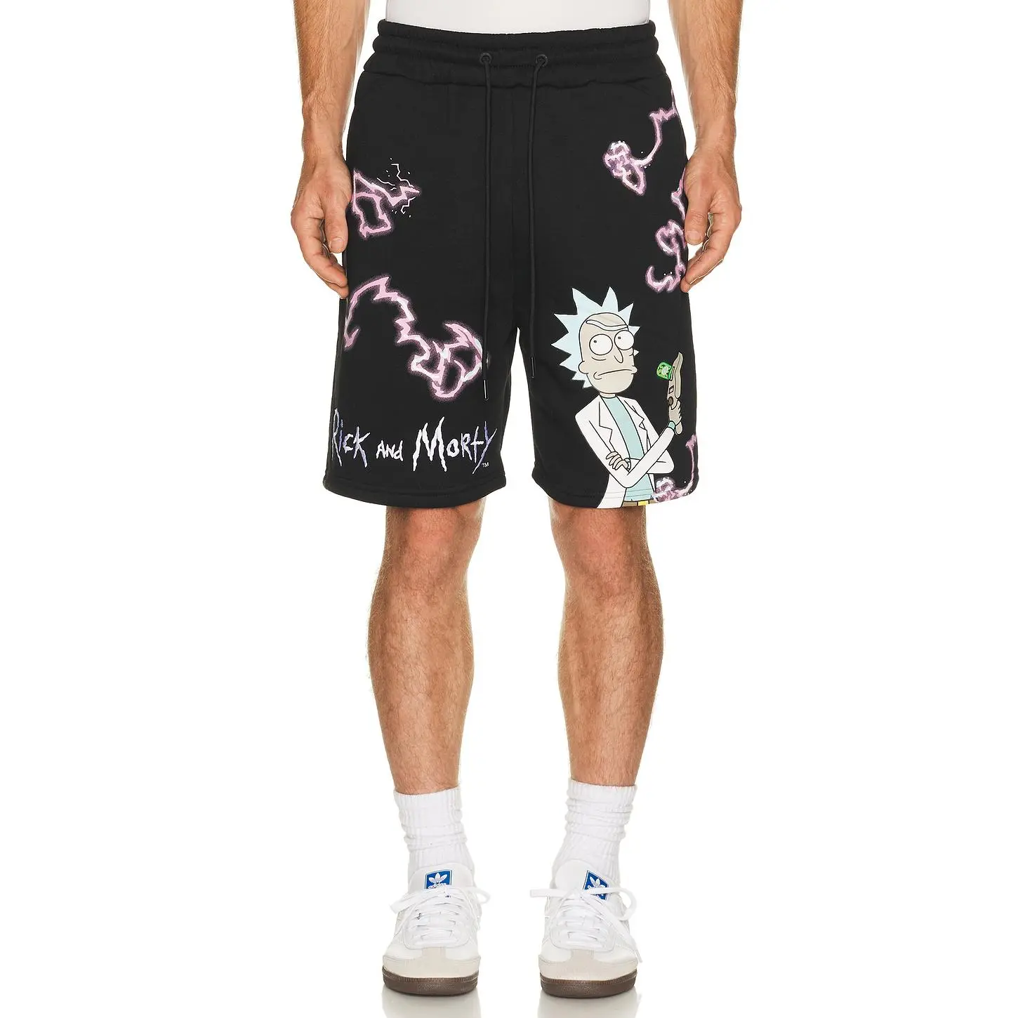 REASON Rick And Morty Fleece Shorts in Black