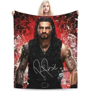 Roman Reigns Boxer Flannel Fleece Throw Blanket - Premium Flannel Material Soft Air Conditioner for Bedroom Sofa Living Room Office Travel Camping Mother's Day Valentine's Day Birthday Christmas Gift