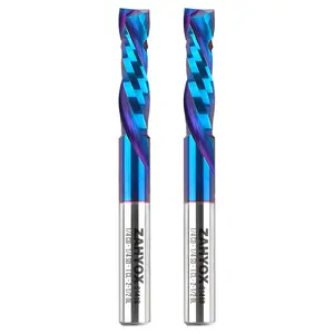 2Pack - S1418 Solid Carbide Compression Spiral Router Bits - 2 Flutes - 1/4 SD - 1/4 CD - 1 CL - 2-1/2 OL