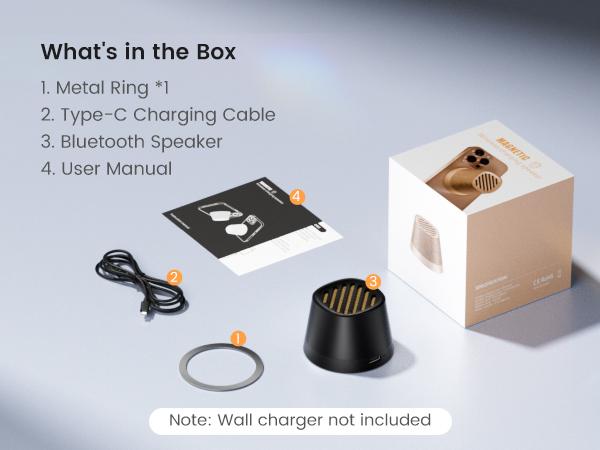 Magnetic Bluetooth Speaker, Portable Mini Speaker with Wireless Charger & Phone Stand, Bluetooth Speakers for Kitche, Refrigerator, Anything Magnet, Gifts