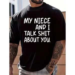 100% Cotton My Niece And I Talk About You Niece Apparel Funny Niece T-Shirt Women's Men's Graphic Tee Crew Neck summer vacation Tops