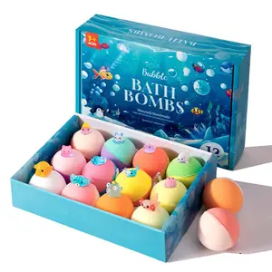 12 Pack Kids Bath Bombs with Surprise Toys Inside – Organic Natural Land, Sea & Air Fizzy Balls – Gentle Spa Set for Sensitive Skin – Birthday Gift for Toddlers, Girls, Boys Age 3+