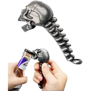 Skull Head Bottle Opener,Durable Stainless Steel Halloween Gifts, Ergonomic Spine Grip, Portable Bartender Head Party Essential​
