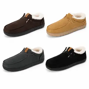 XJYQZFJT Men’s Plush Moccasin Slippers 2-Pair Set, Random Color Warm Fuzzy Non-Slip House Shoes, Father’s Day Gift for Dad, Indoor Outdoor Wearable Slippers