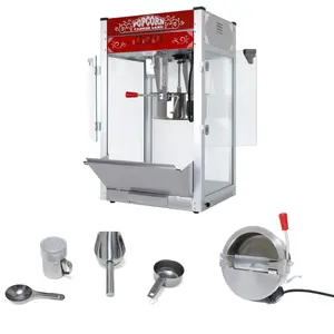 Commercial Popcorn MAKER Machine, 16 Oz Kettle, 1440 W Countertop Popcorn Maker for 80 Cups per Batch, Theater Style Popper with 3-Switch Control Steel Frame Tempered Glass Doors 1 Scoop 2 Spoons, Red