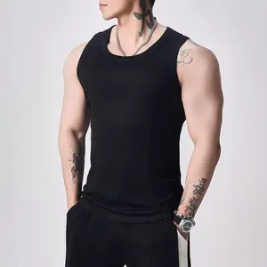 American vest men's outer wear threaded fitness sports bottoming shirt simple solid color breathable I-shaped vest