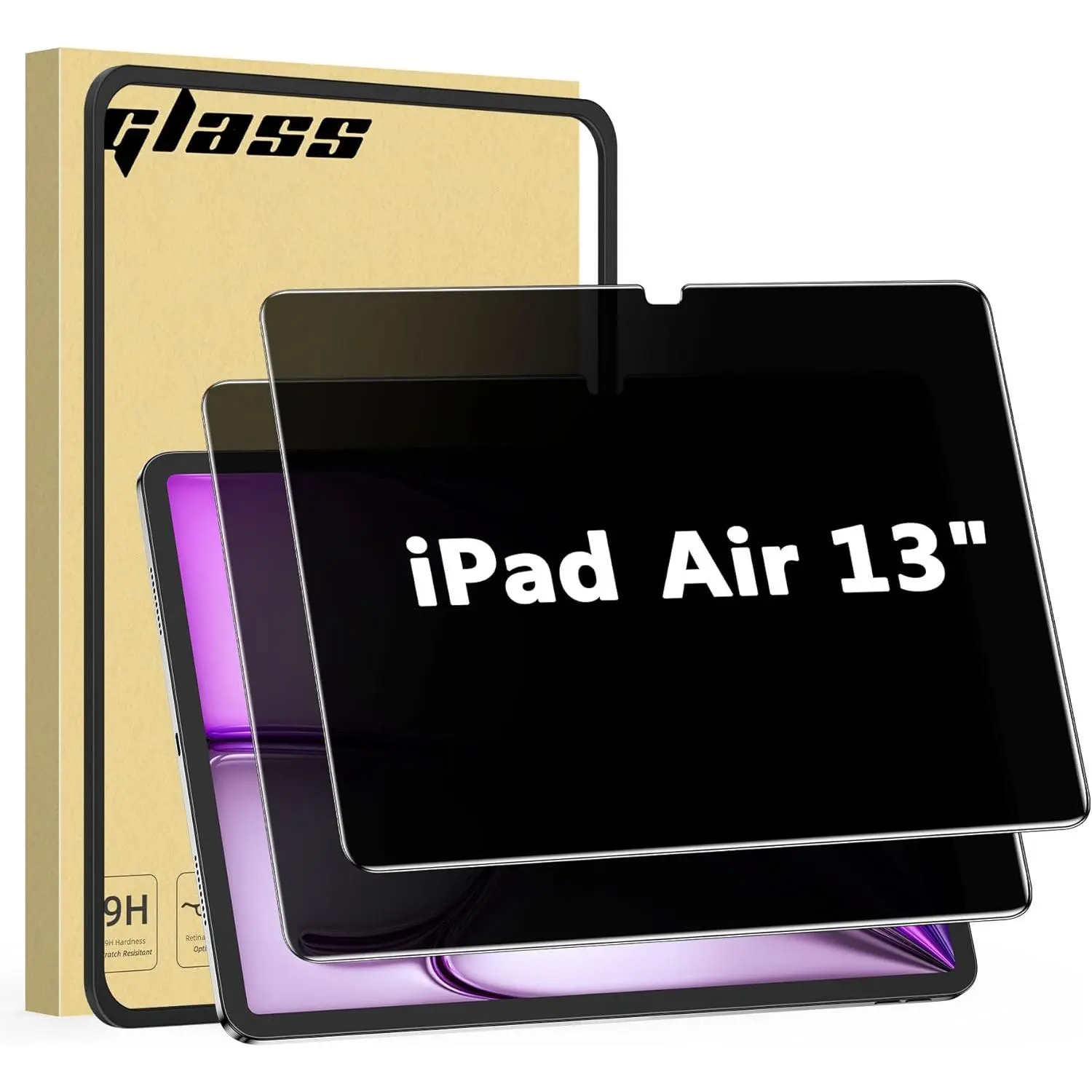 2 Pack  Screen Protector for iPad Air 13 Inch M4/M3/M2, (2026/2025/2024, 8th/7th/6th Gen), Anti-Spy 9H Glass, Anti-Scratch, Bubbles Free, Easy Installation