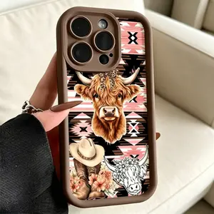 Featuring a Highland Cow with Western Boots Case for iPhone 17 Pro Max 16 16e 15 14 Plus 13 12 Mini 11 17Air X XS Pattern Soft TPU Rubber Camera Protection Rugged Mobile Phone Cover Gift iPhone case