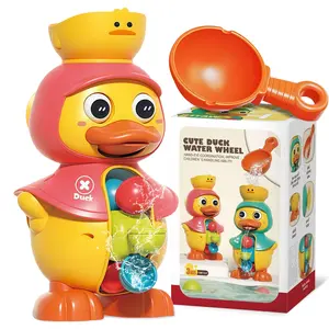 Fun bath toys Bathtub toys | Duck bath toys with rotatable waterwheels | Bathroom powerful sucker spoon suitable for boys and girls aged 2-4.