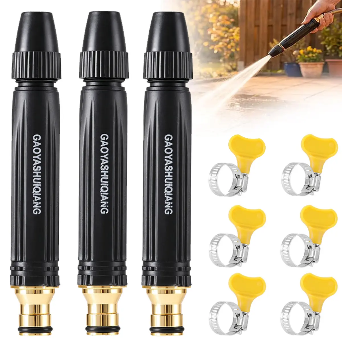 3PCS Portable High Pressure Water Gun Handheld Hose Sprayer Booster Nozzle For Car Wash Garden Lawn Watering Cleaning clip outdoor rinse vegetable plant irrigation water sprayer adjustable